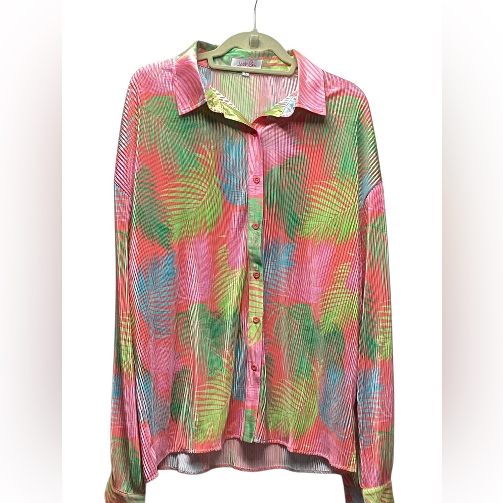 Jess Lea Malibu Sunset pleated short and top coord resort wear vibrant neons. LG - Picture 11 of 16